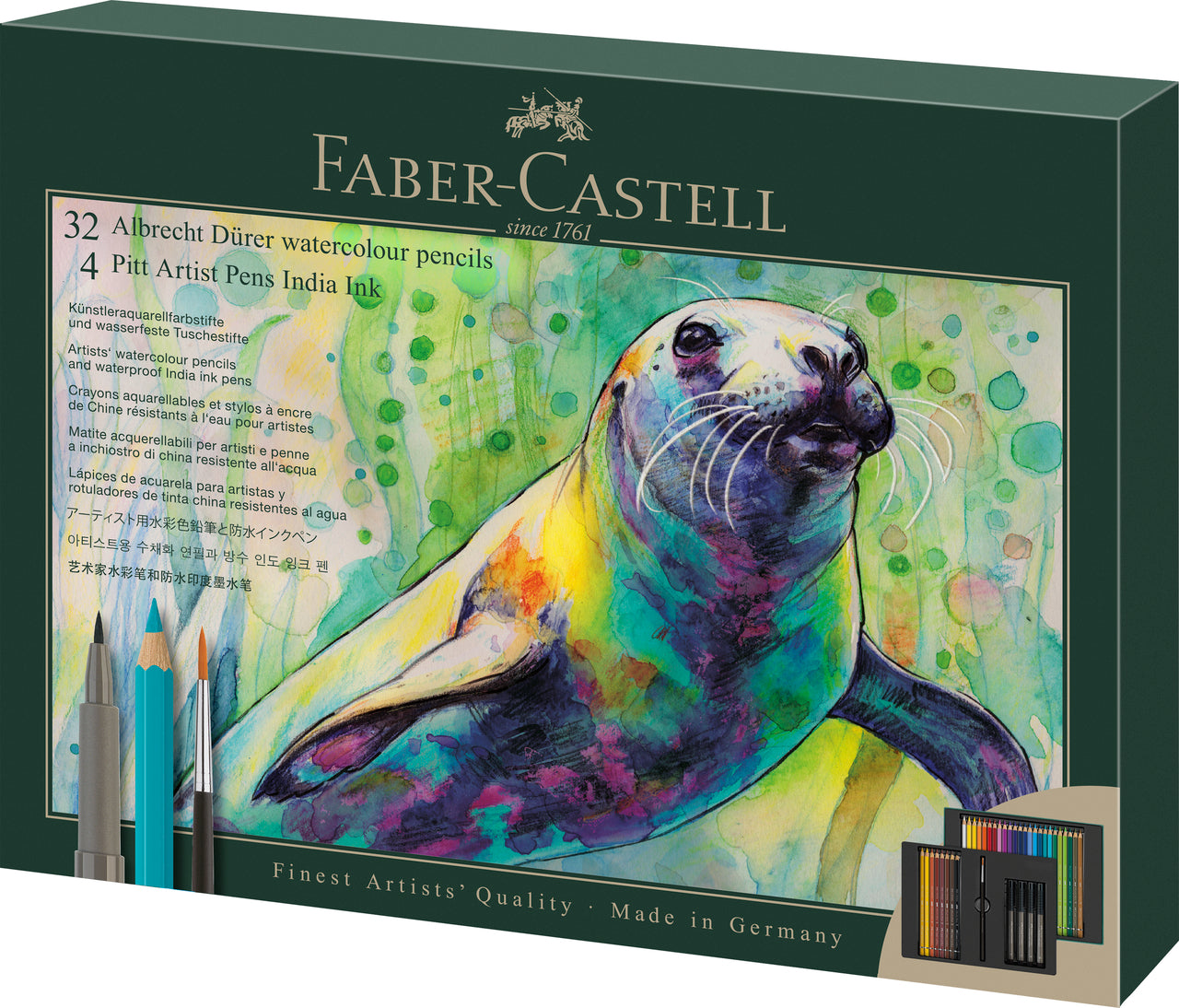 SET CADOU 32 CREIOANE COLORATE A.DURER + 4 PITT ARTIST PEN + PENSULA FABER-CASTELL SET CADOU 32 CREIOANE COLORATE A.DURER + 4 PITT ARTIST PEN + PENSULA FABER-CASTELL